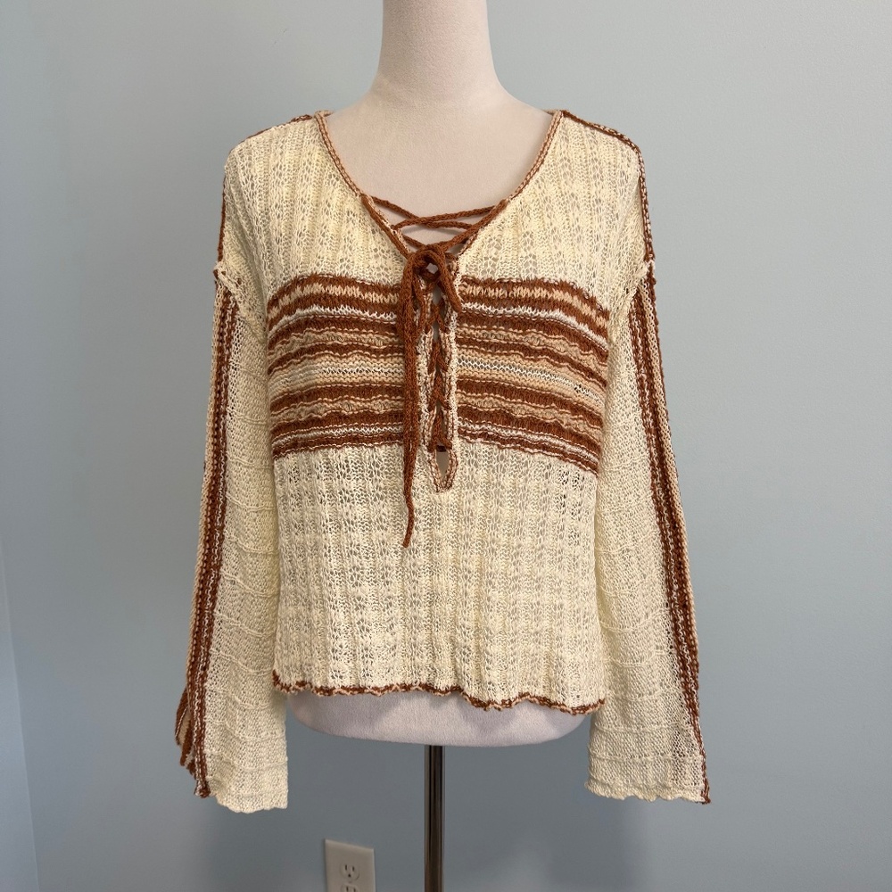 Free People marina‎ bay Oversized knit crop tunic top size XS